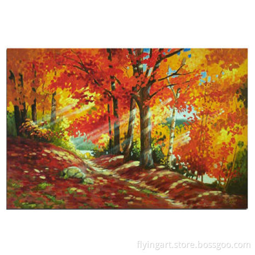 Oil painting on canvas, colorful design with natural wood stretcher, hook and screw